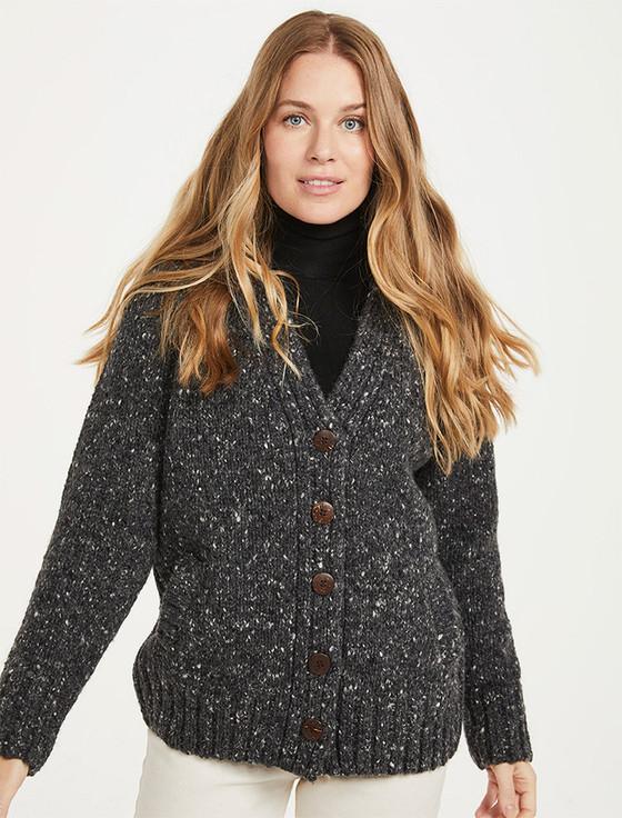 Aran Cashmere Ladies V-Neck Donegal Wool Cardigan