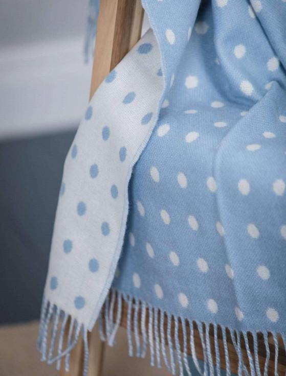 Aran Cashmere Lambswool Baby Throw - Blue Spot