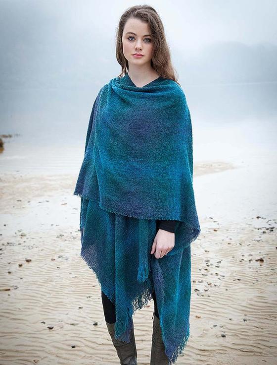 aran cashmere Lambswool Celtic Ruana Wrap‎‎‎‎‎