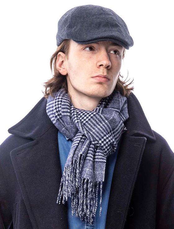 Aran Cashmere Lambswool Heritage Scarf - Navy/White