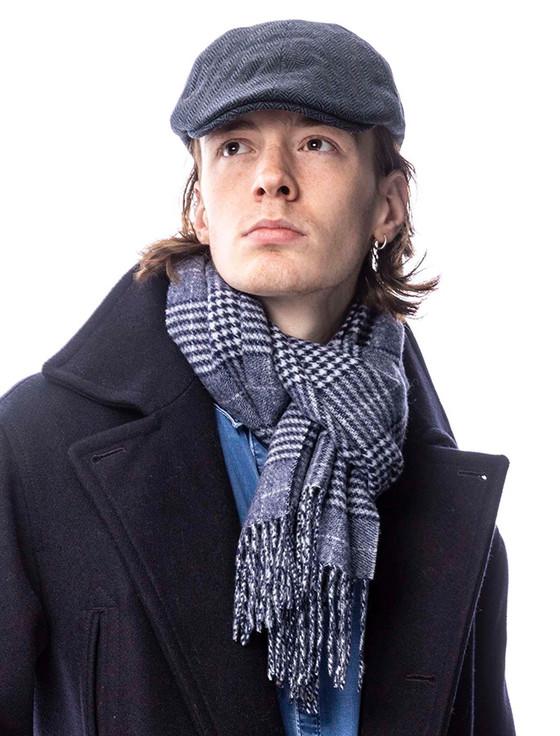 Aran Cashmere Lambswool Heritage Scarf - Navy/White