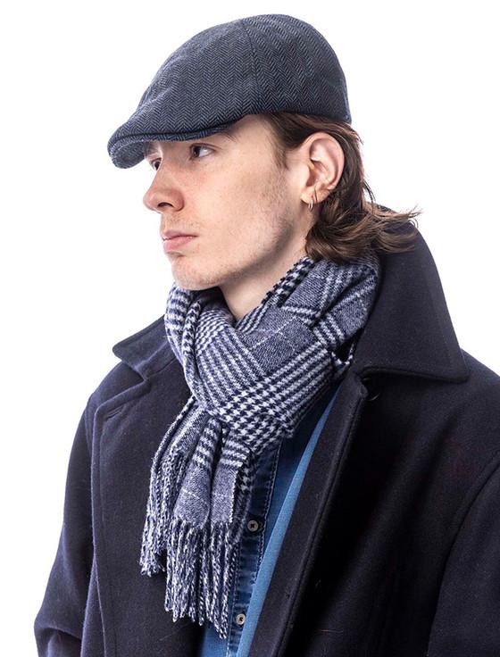 Aran Cashmere Lambswool Heritage Scarf - Navy/White