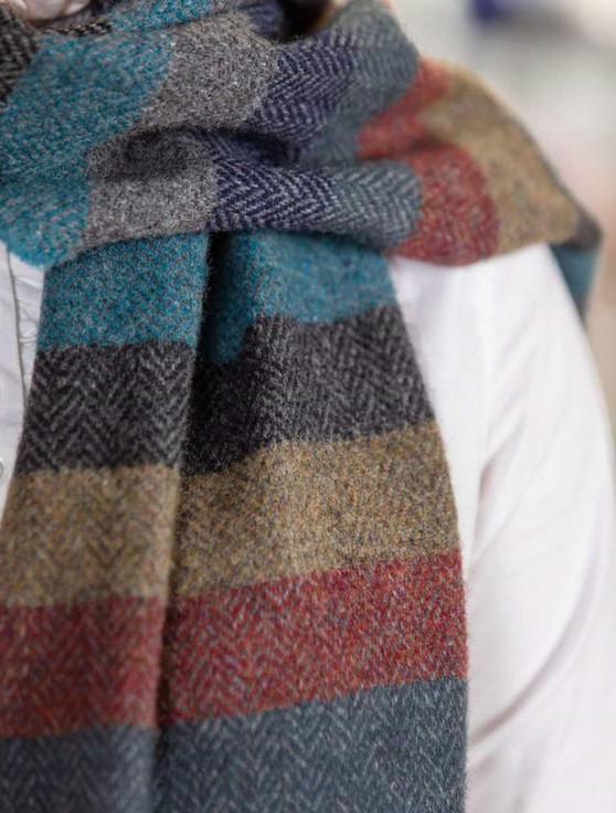 Aran Cashmere Lambswool Scarf - Donegal Stripe