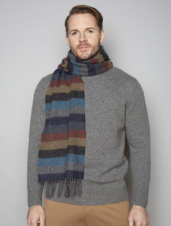 aran cashmere Lambswool Scarf - Donegal Stripe