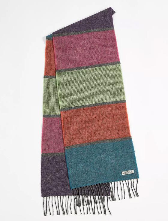Aran Cashmere Lambswool Scarf - Fuchsia Purple & Green