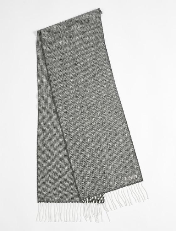 aran cashmere Lambswool Scarf - Grey Herringbone