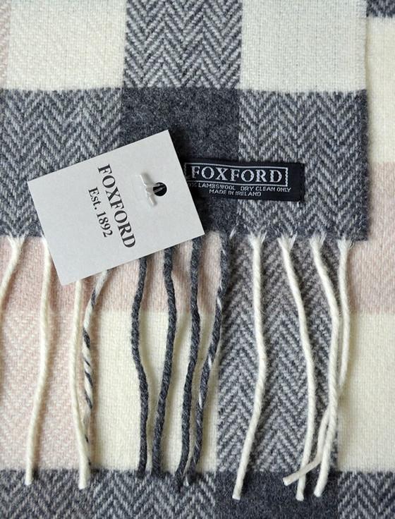 Aran Cashmere Lambswool Scarf - Neutral Block