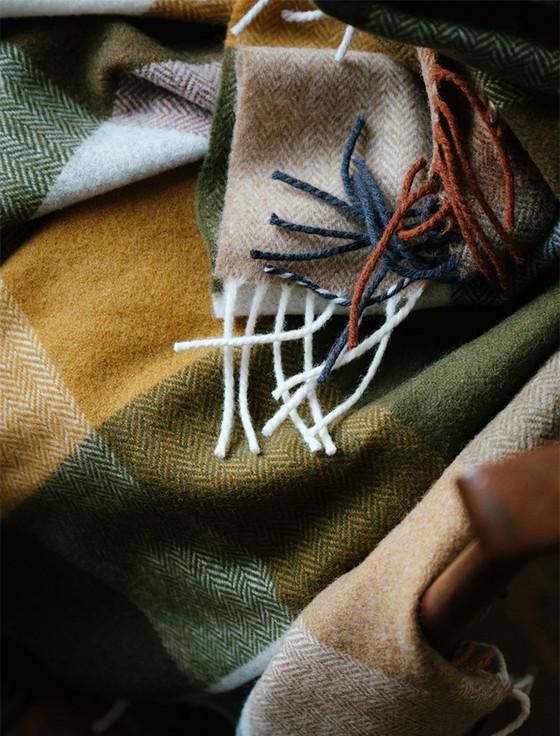 Aran Cashmere Lambswool Throw - Dark Grey & White