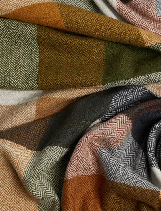 Aran Cashmere Lambswool Throw - Dark Grey & White