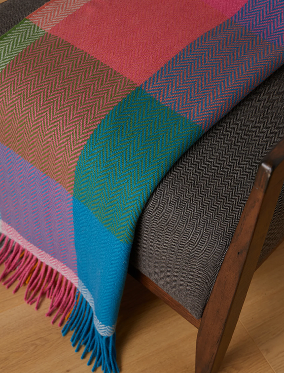 Aran Cashmere Lambswool Throw - Multi-Colour
