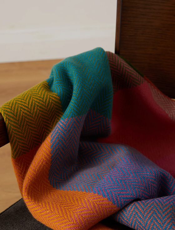 Aran Cashmere Lambswool Throw - Multi-Colour