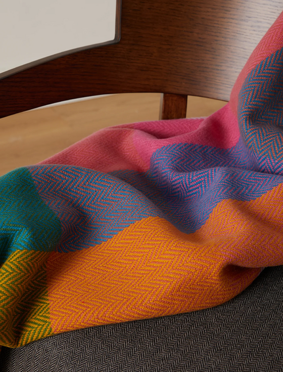 Aran Cashmere Lambswool Throw - Multi-Colour