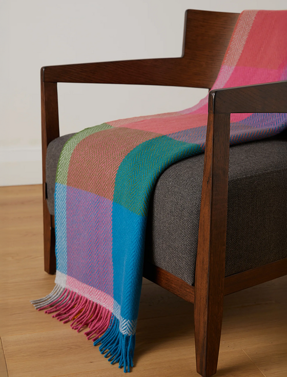 aran cashmere Lambswool Throw - Multi-Colour