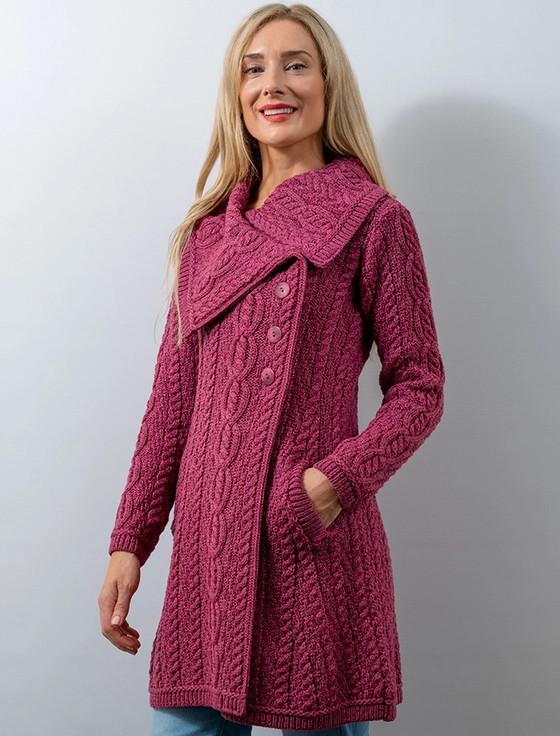 aran cashmere Large Coll‎ar Ara‎n Coat‎‎‎‎‎