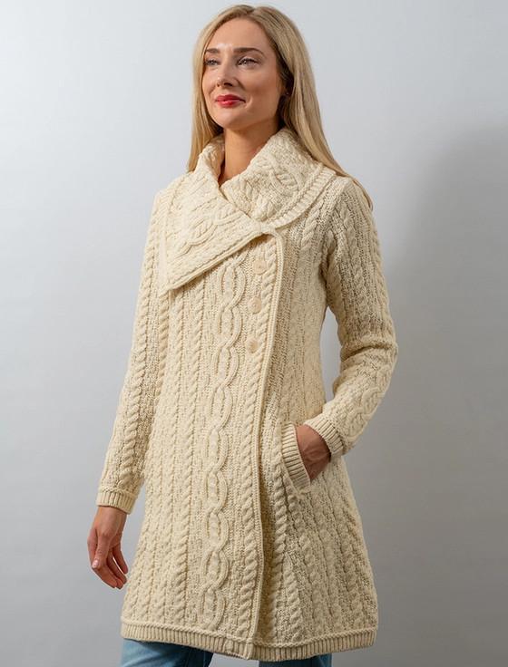 aran cashmere ‎Large Coll‎ar Aran Coat‎‎‎‎‎