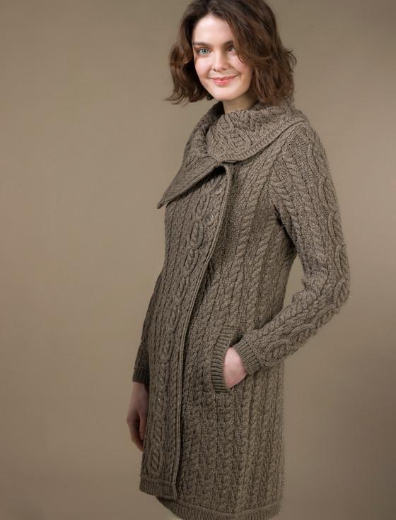 Aran Cashmere Large Colla‎r Aran Coat‎