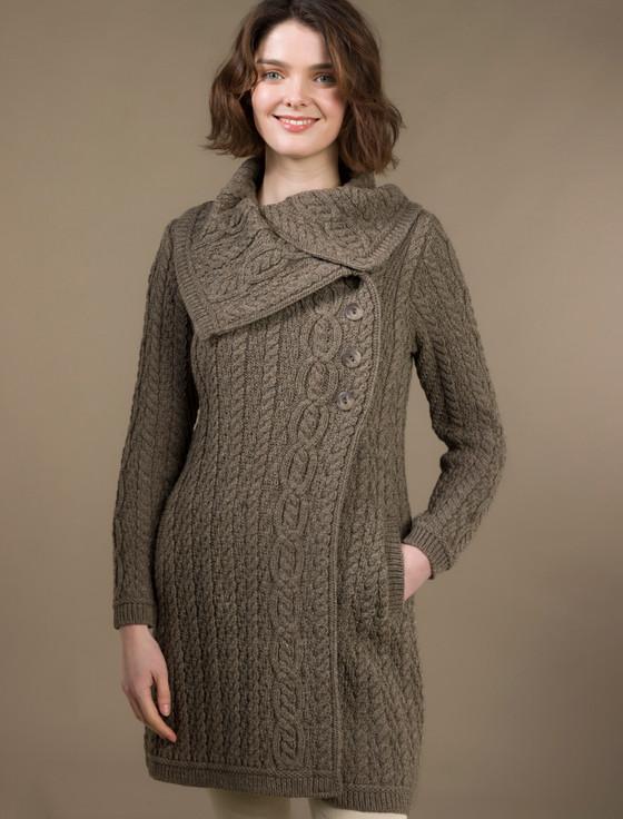 aran cashmere Large Colla‎r Aran Coat‎