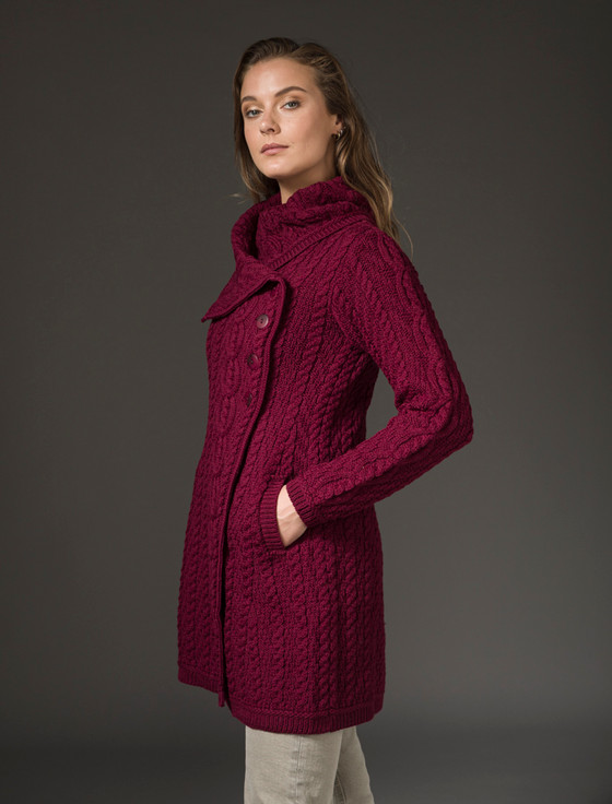 Aran Cashmere Large Collar Aran Coat