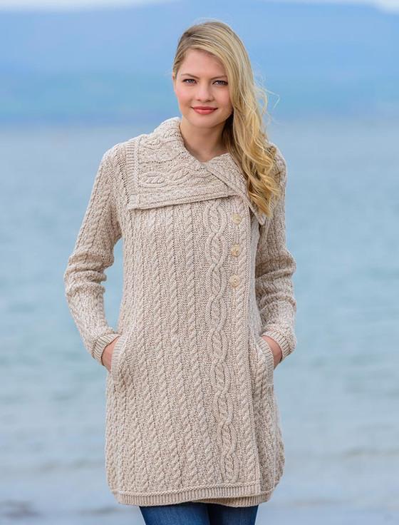 aran cashmere Large Collar Aran Coat‎