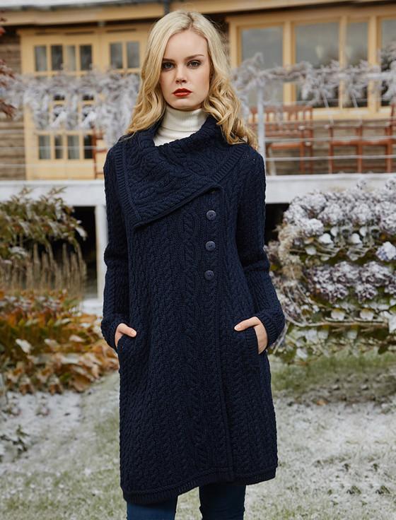 Aran Cashmere Large Collar Aran Coat‎‎‎‎