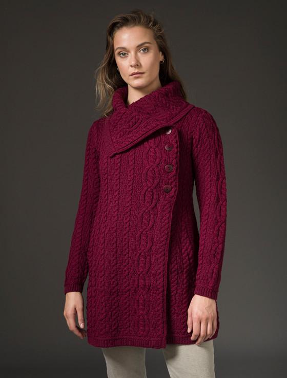 aran cashmere Large Collar Aran Coat