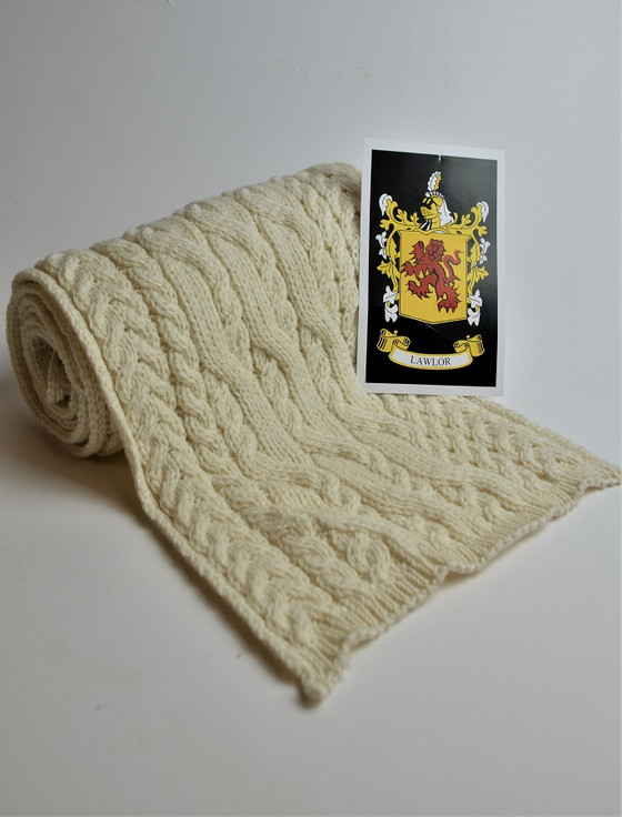 aran cashmere Lawlor Clan Scarf
