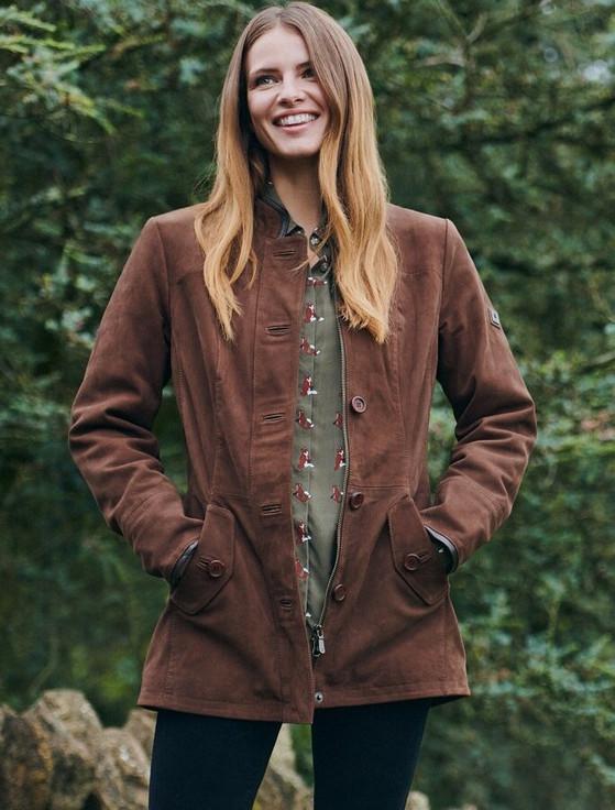 Aran Cashmere Luxury Joyce Leather Jacket - Walnut