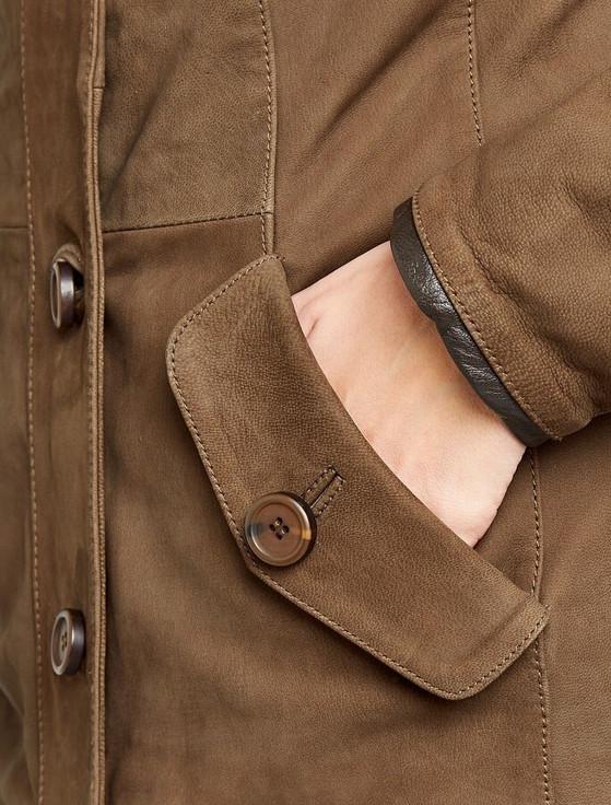 Aran Cashmere Luxury Joyce Leather Jacket - Walnut