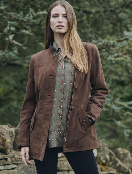 aran cashmere Luxury Joyce Leather Jacket - Walnut