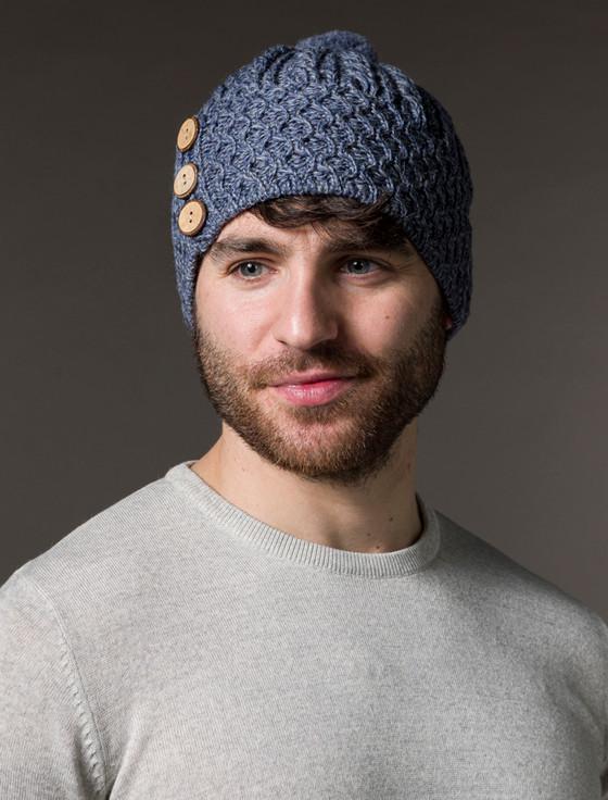 Aran Cashmere M‎en's Merino Honeycomb Pom Po‎m Hat