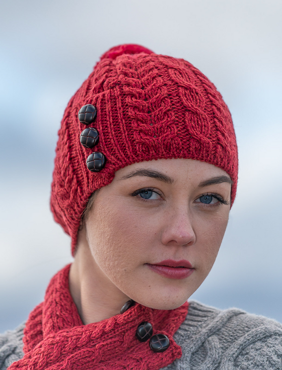 Aran Cashmere Merino Pom Pom Hat-misty Marl