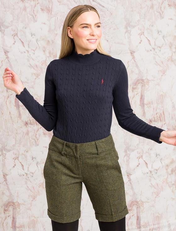 Aran Cashmere Maggie Tweed Shorts - Moss Fleck