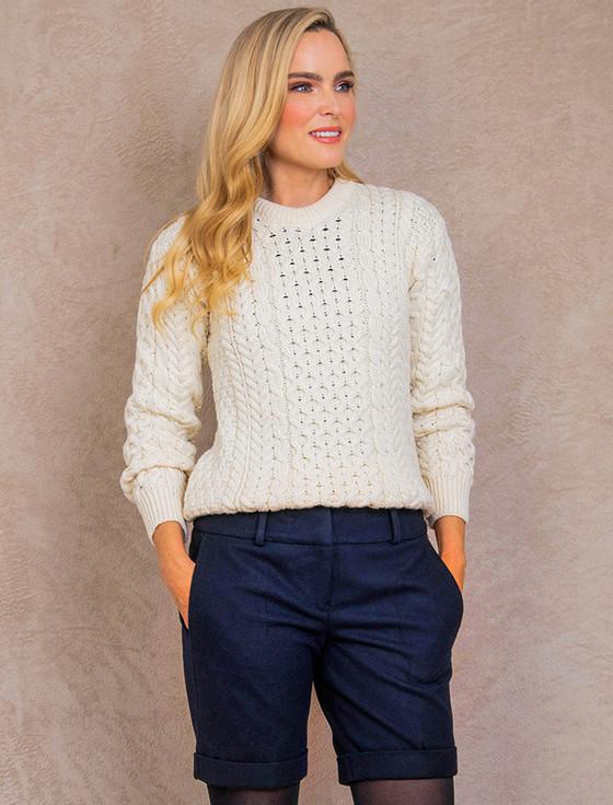 Aran Cashmere Maggie Tweed Shorts - Navy Fleck