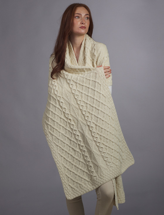 aran cashmere Maloney Clan Aran Wrap