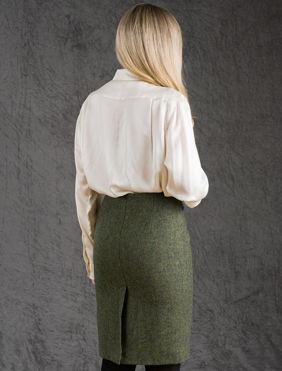 Aran Cashmere Mary Kate Tweed Skirts - Moss Fleck