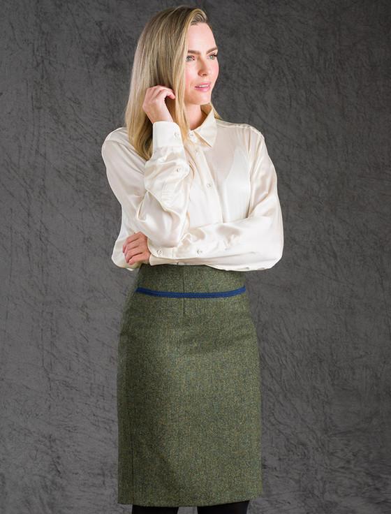 aran cashmere Mary Kate Tweed Skirts - Moss Fleck