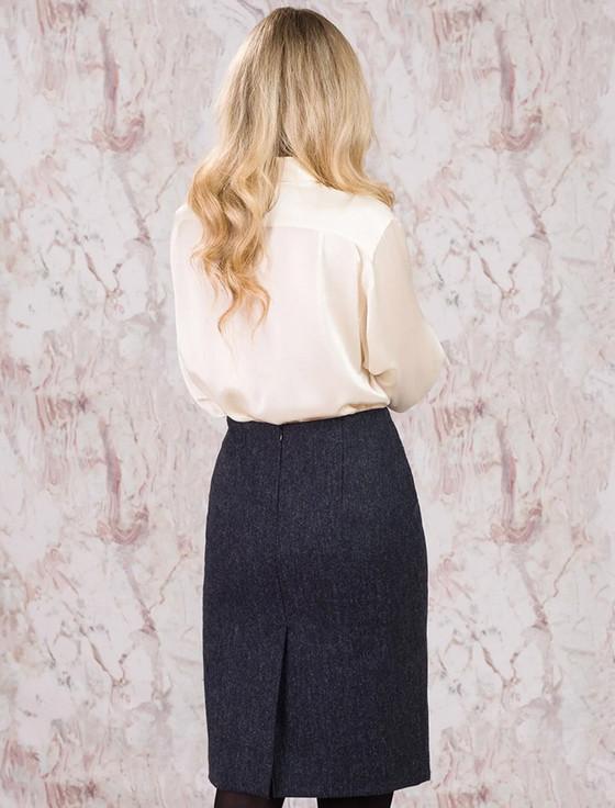 Aran Cashmere Mary Kate Tweed Skirts - Navy Fleck