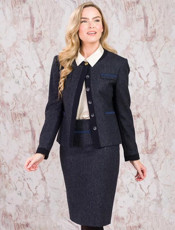 Aran Cashmere Mary Kate Tweed Skirts - Navy Fleck
