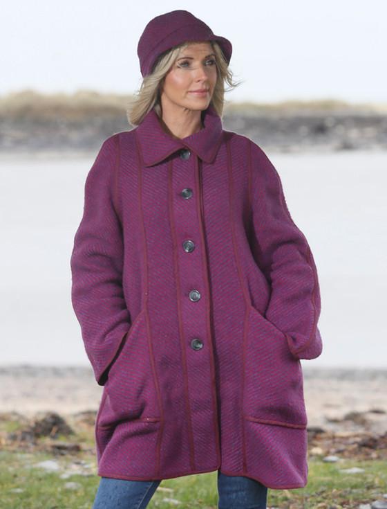 Aran Cashmere Maureen Tweed Coat - Twill Mauve