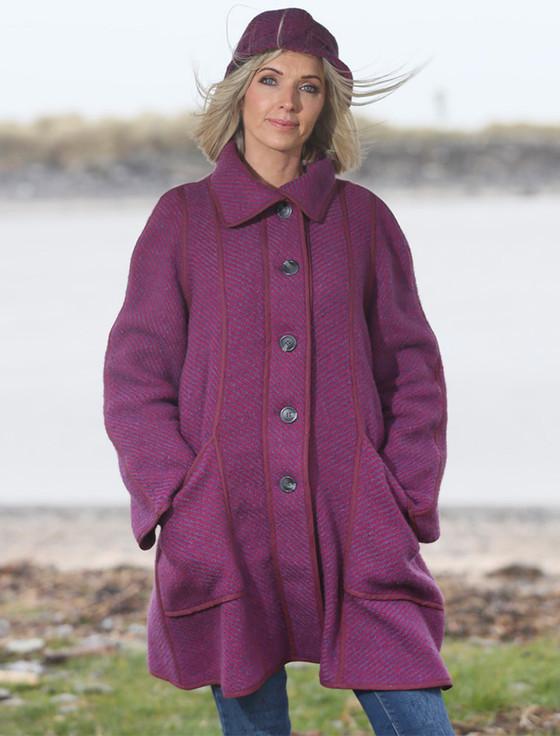 Aran Cashmere Maureen Tweed Coat - Twill Mauve