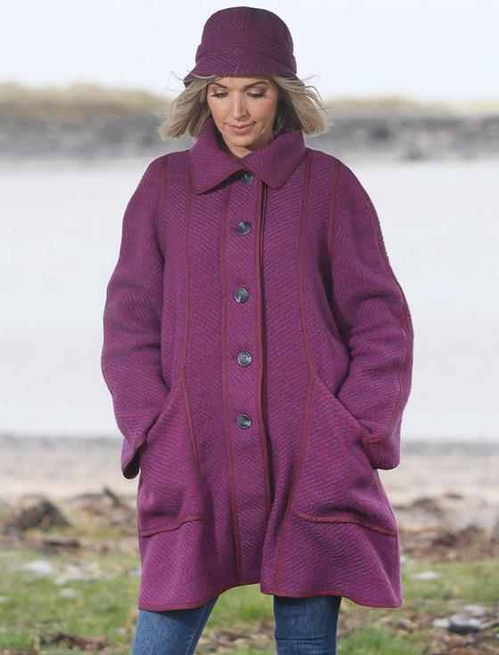 aran cashmere Maureen Tweed Coat - Twill Mauve