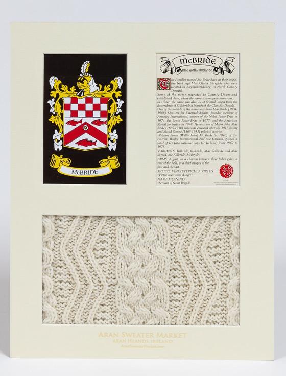 Aran Cashmere Mc Bride Clan Aran & History Display