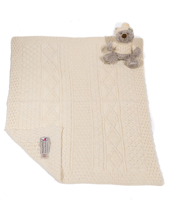 Aran Cashmere Mc Carthy Clan Aran Baby Blanket