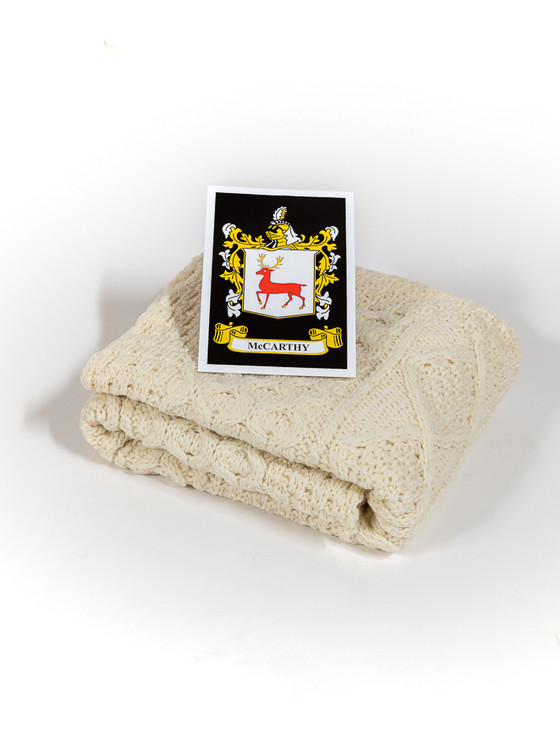 aran cashmere Mc Carthy Clan Aran Baby Blanket