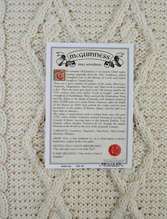 Aran Cashmere Mc Guinness Clan Aran Throw