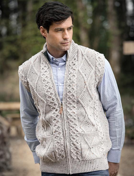 Aran Cashmere Men's Aran Wool Zip Bodywarmer