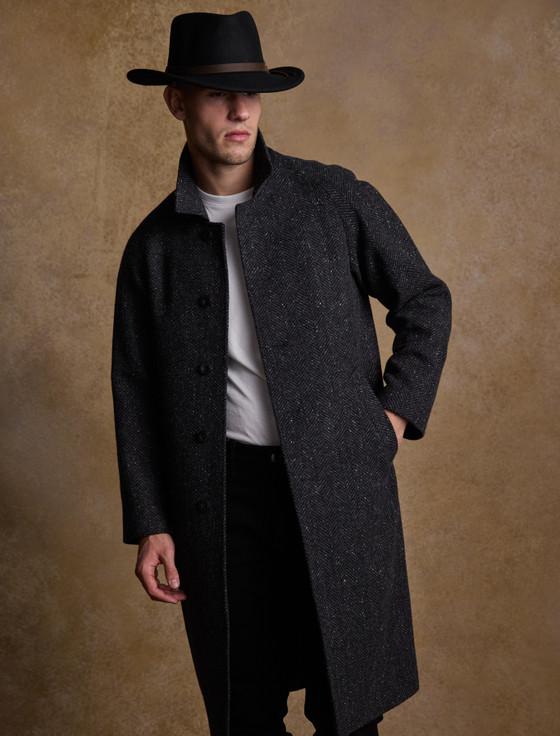 Aran Cashmere Men's Boston Wool Felt Hat - Black