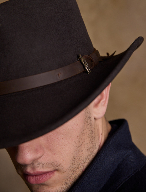 Aran Cashmere Men's Boston Wool Felt Hat - Brown