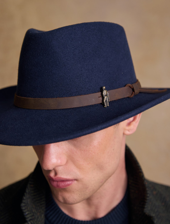 Aran Cashmere Men's Boston Wool Felt Hat- Navy
