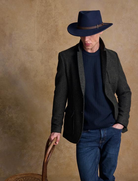 Aran Cashmere Men's Boston Wool Felt Hat- Navy